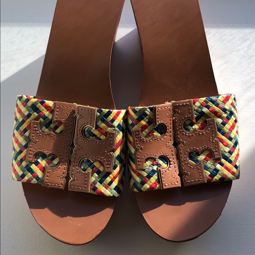 Tory Burch Ines multicolored raffia wedges - 8.5